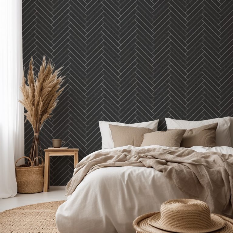 Herringbone-Classic-Black-and-White-Mural