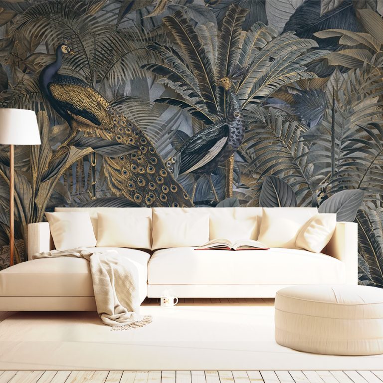 Tropical Birds Peacocks Theme Wallpaper Mural
