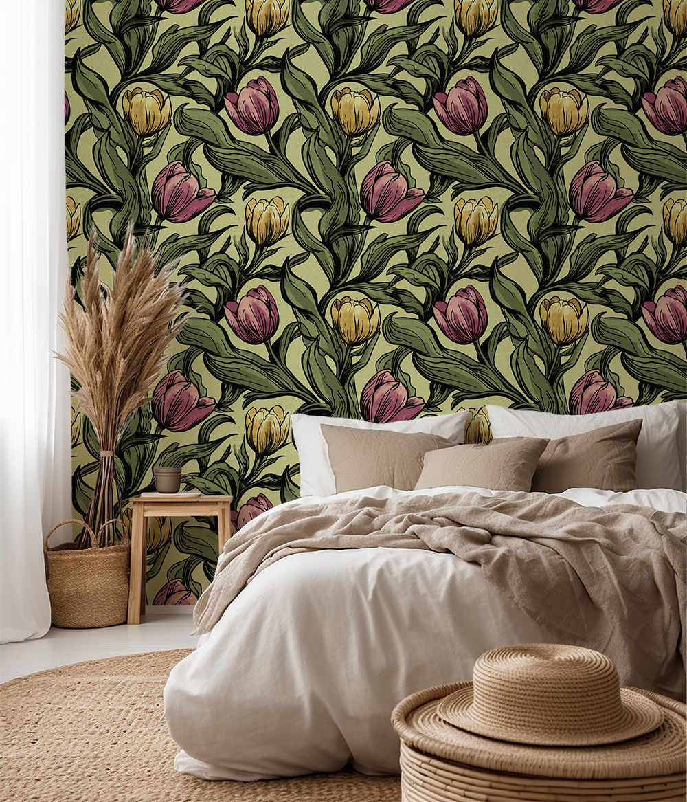Vintage Botanical Tulip English Victorian Floral