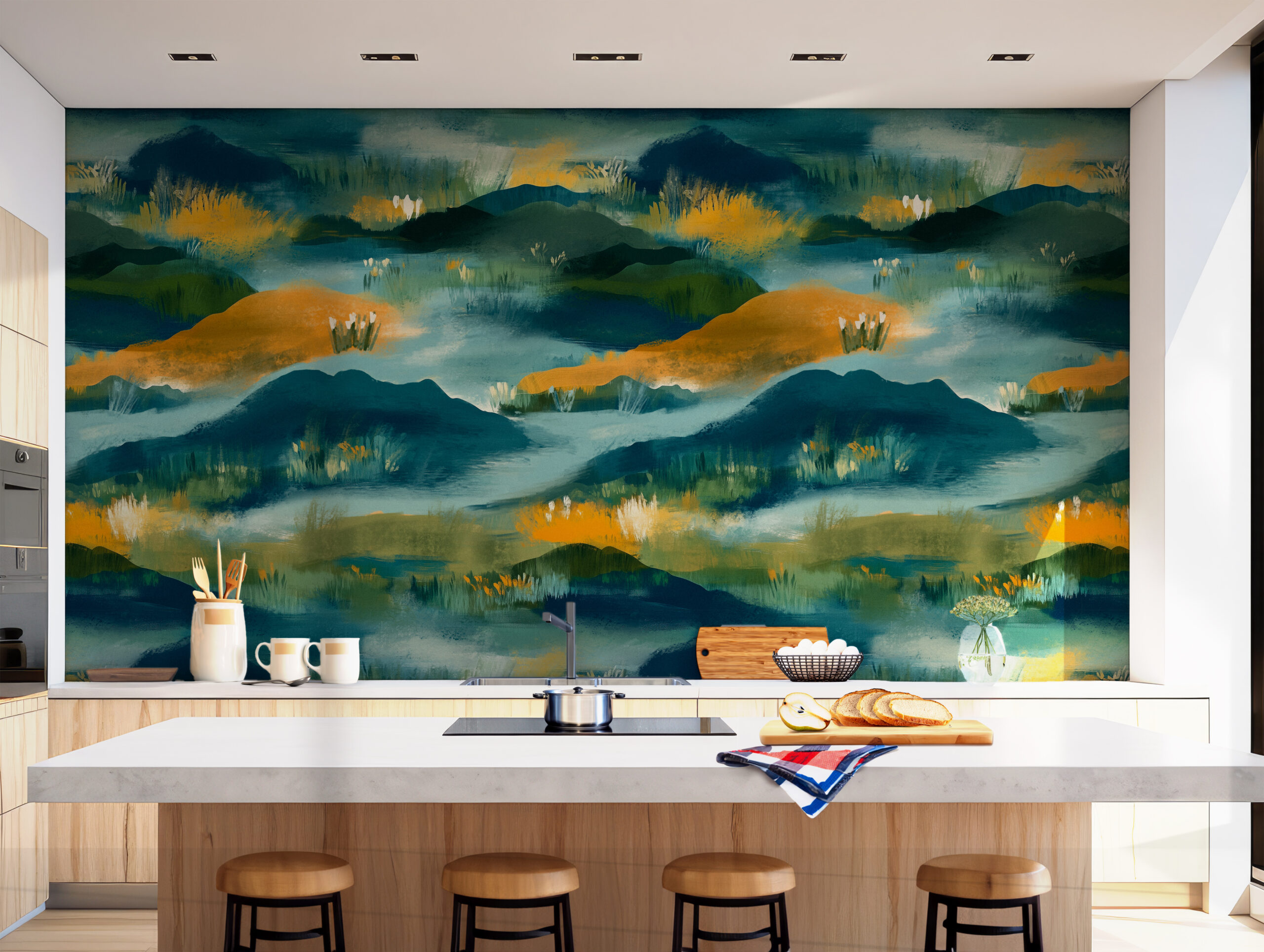 Abstract Acrylic Mountain Landscape Wall Mural