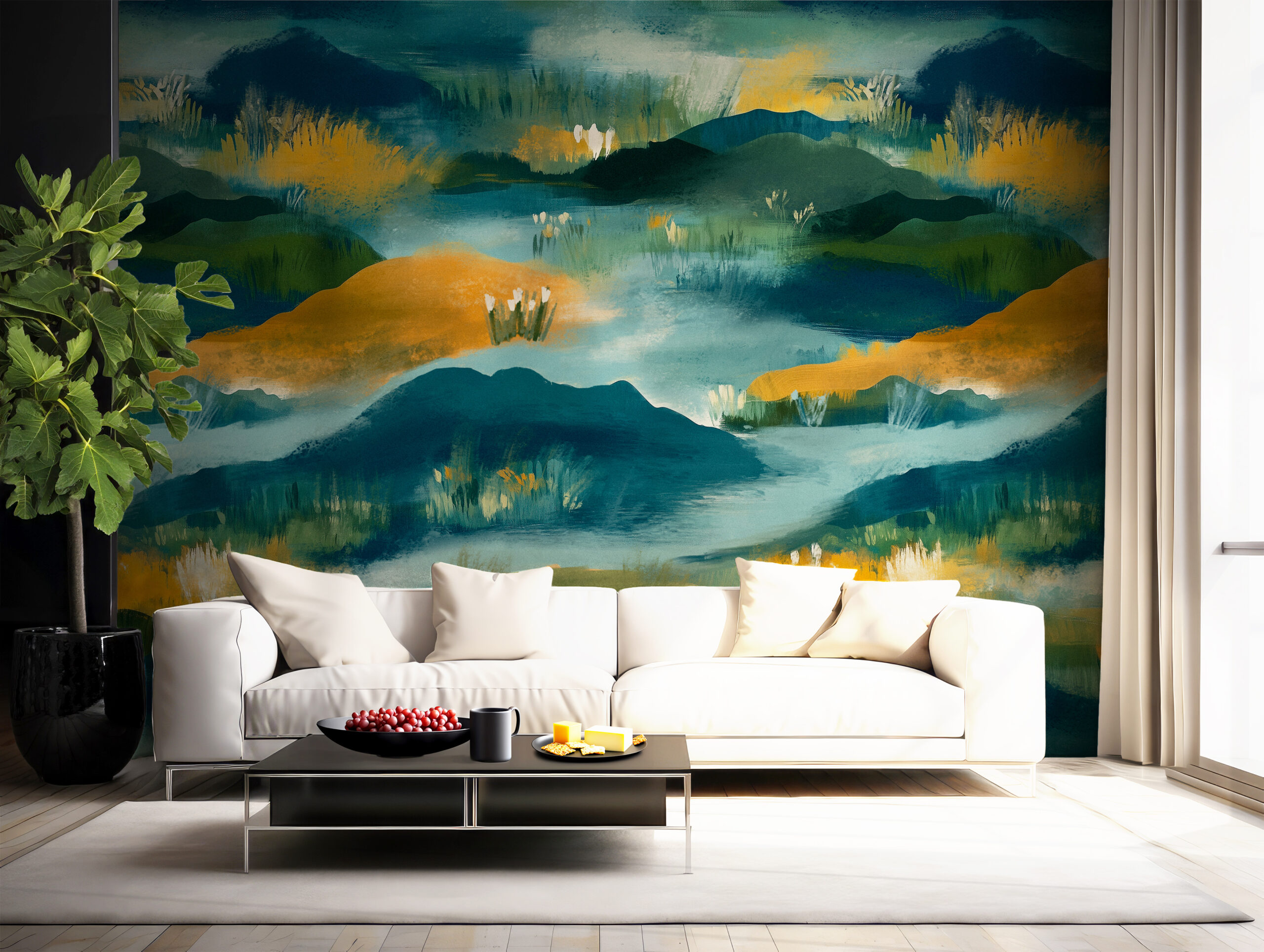 Abstract Acrylic Mountain Landscape Wall Mural