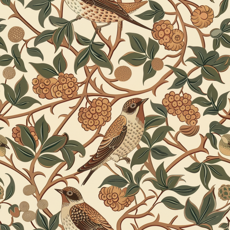 Vintage Bird and Berry Wallpaper Classic