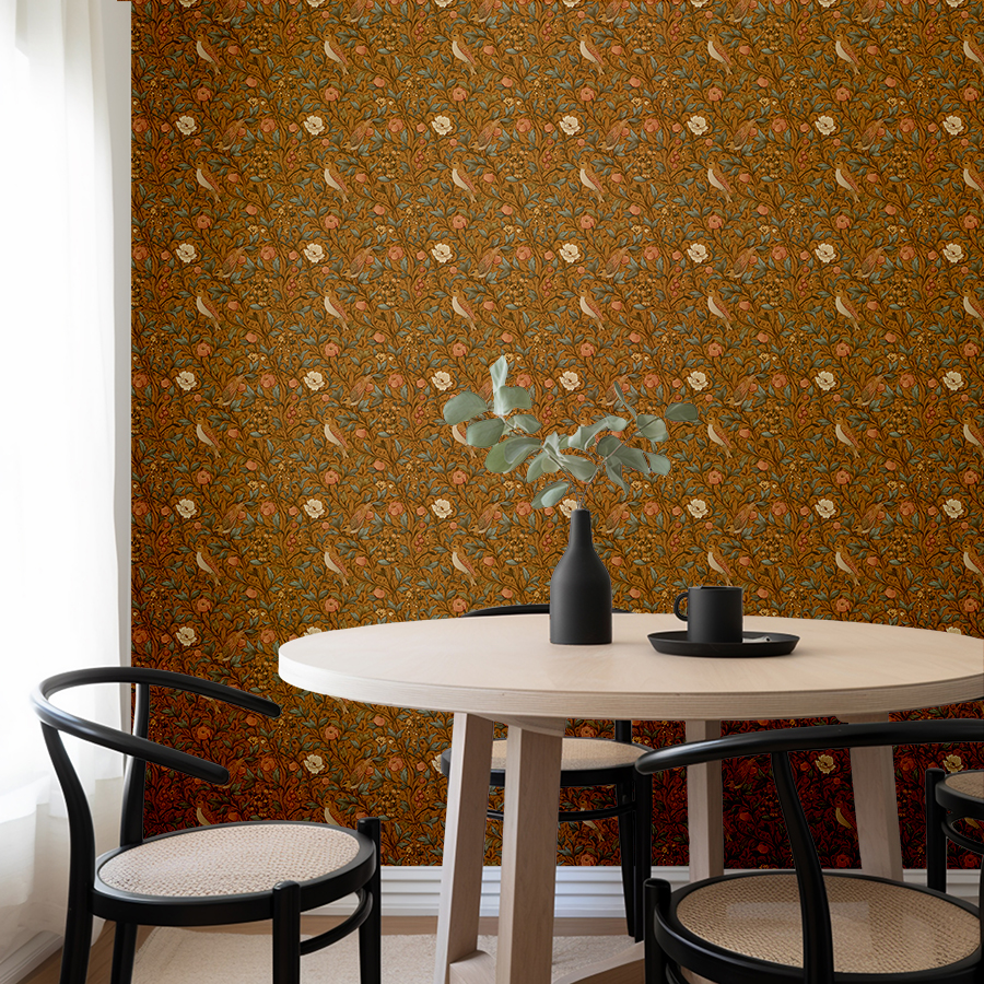 William Morris Style Bird Wallpaper Heritage