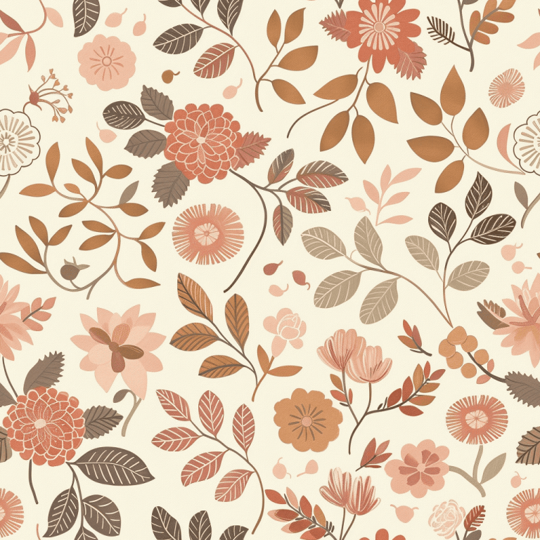 Autumn Meadow Retro Floral Mural Wallpaper