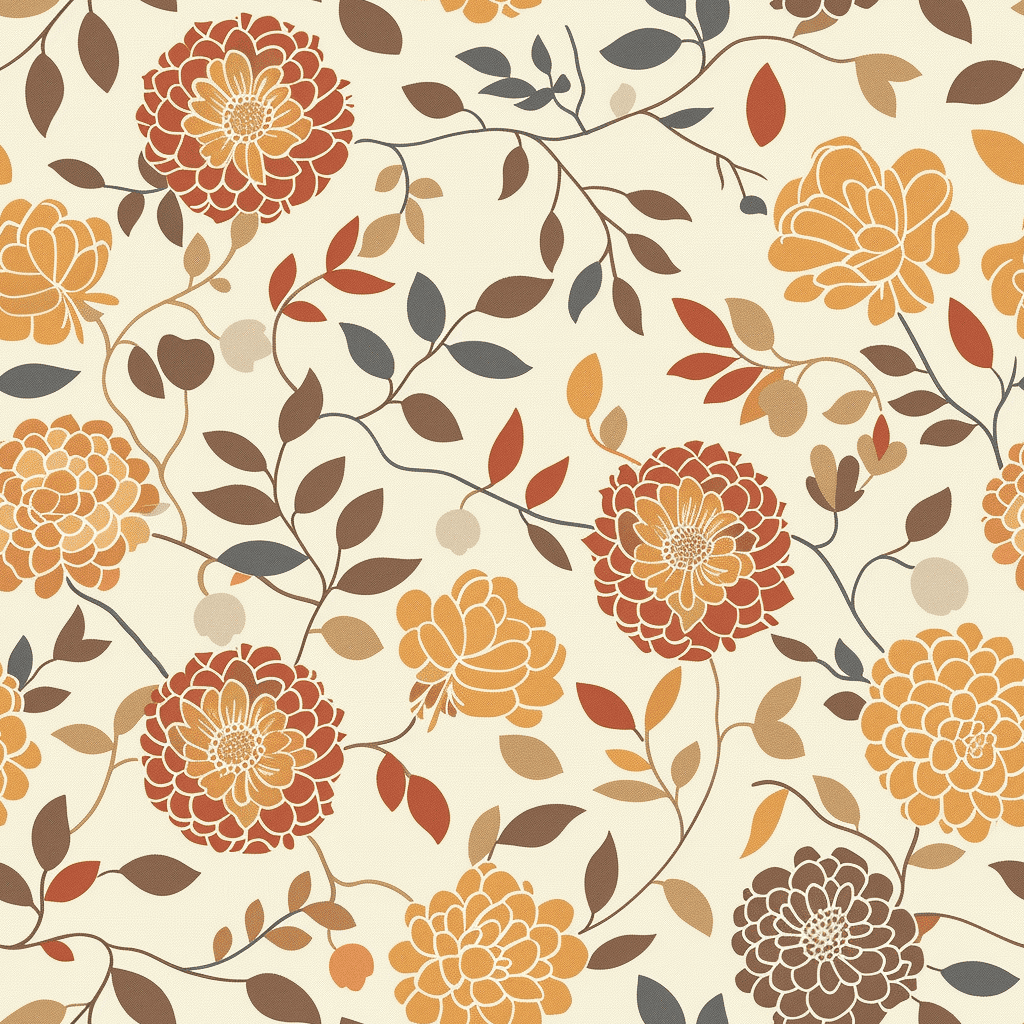 Amber Bloom Vintage Autumn Floral Wallpaper Mural