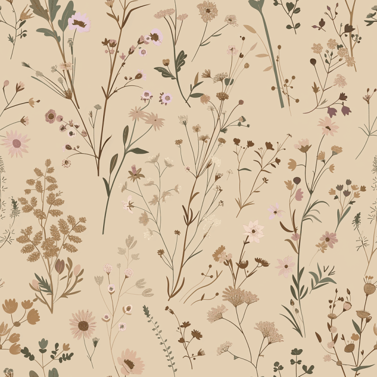 Neutral Wildflower Beige Botanical Floral Mural