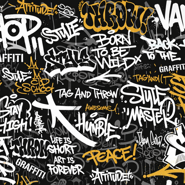 Black & Gold Urban Graffiti Wallpaper Mural