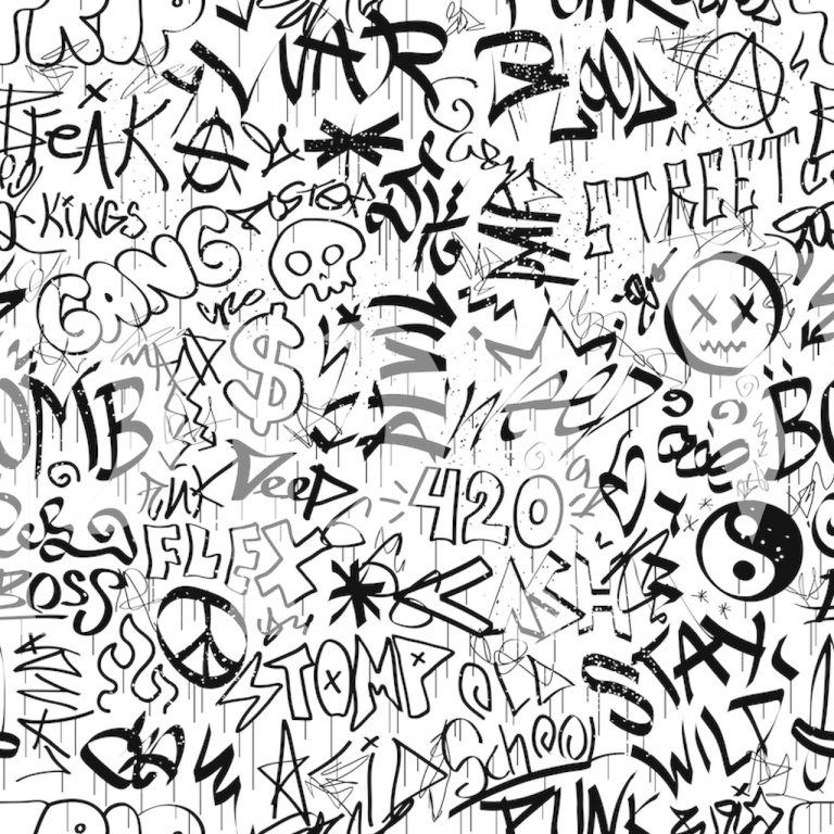 Black & White Urban Graffiti Wallpaper Mural