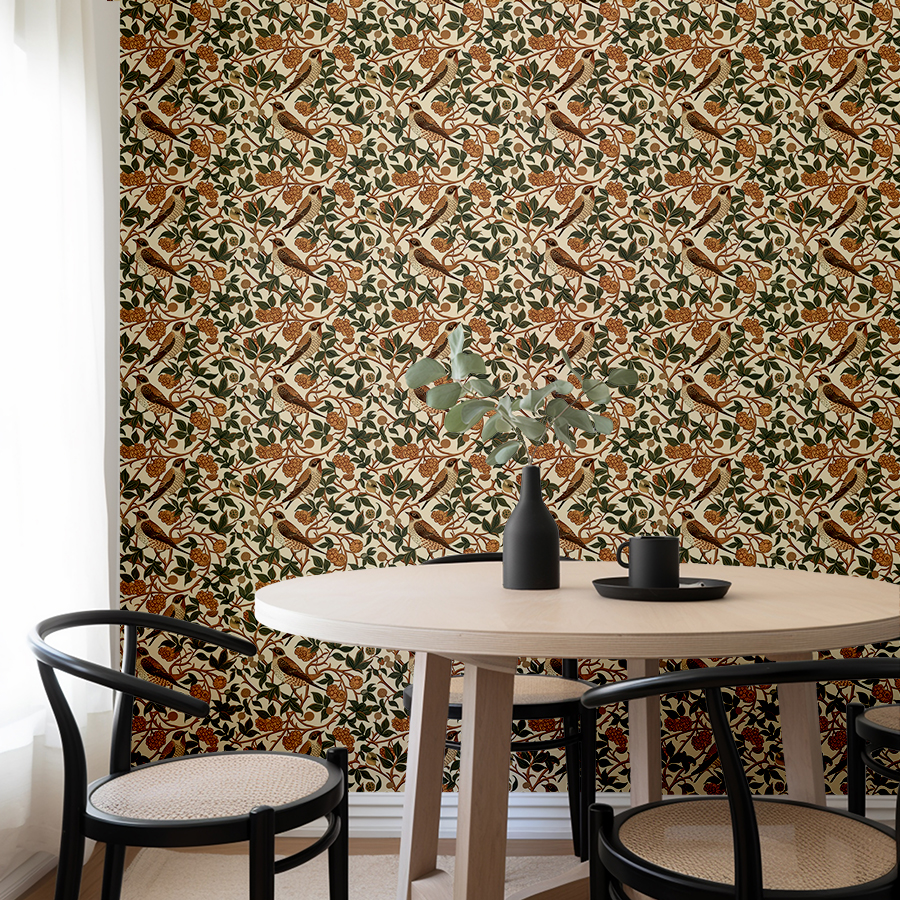 Vintage Bird and Berry Wallpaper Classic