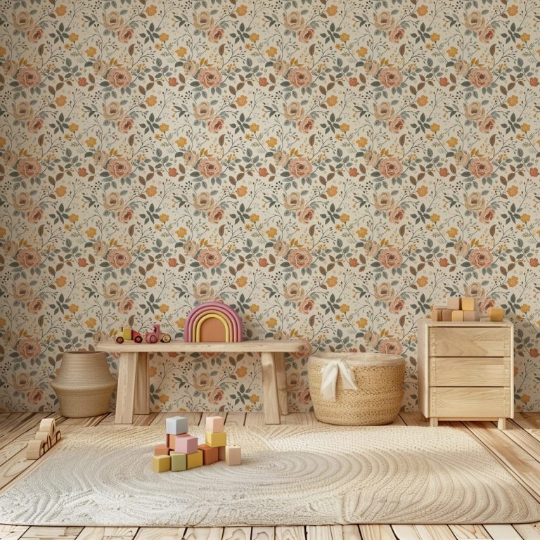 Golden Meadow Vintage Floral Wallpaper Mural