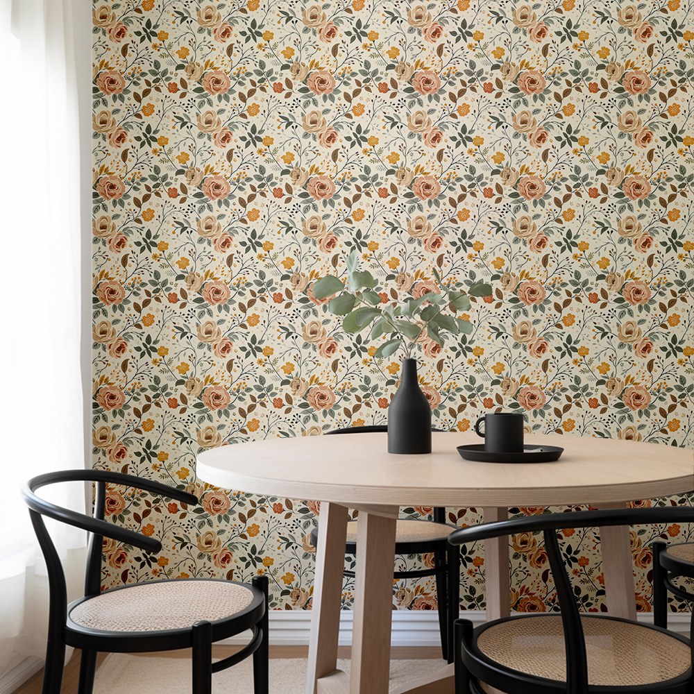 Golden Meadow Vintage Floral Wallpaper Mural