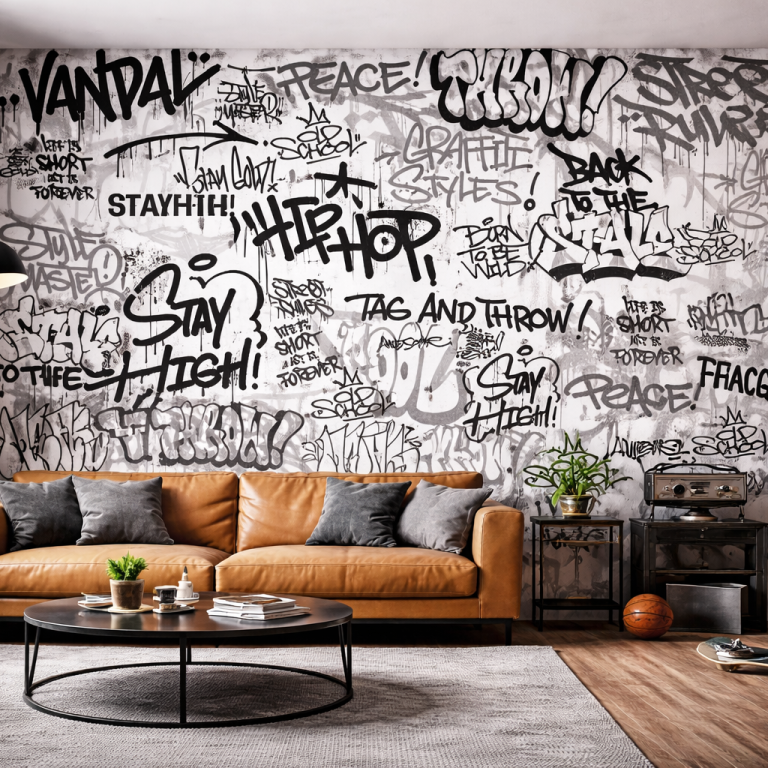 Street Tag Typography Feature Wall Mural Wallpaper