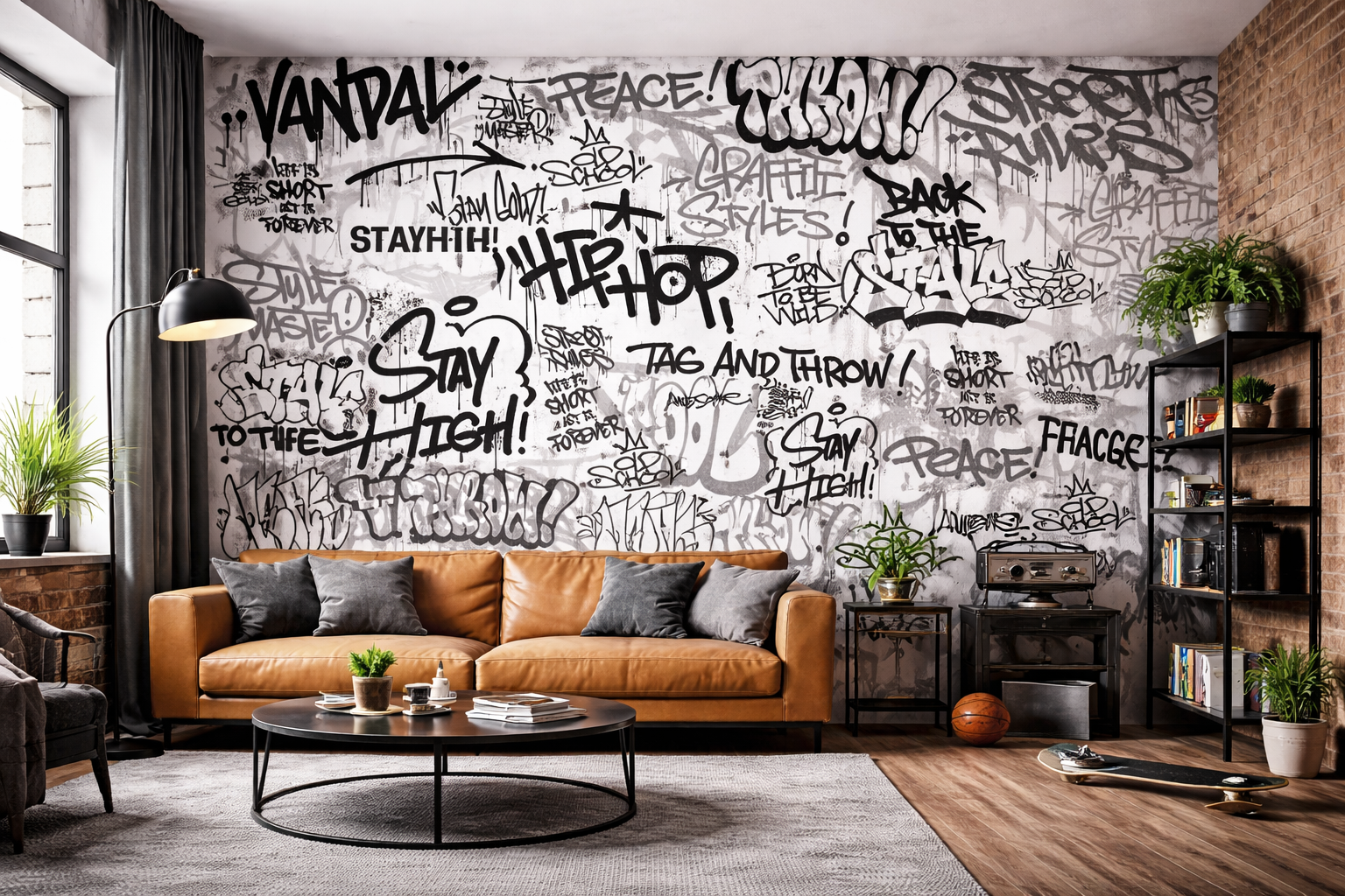 Street Tag Typography Feature Wall Mural Wallpaper