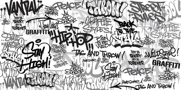 Street Tag Typography Feature Wall Mural Wallpaper