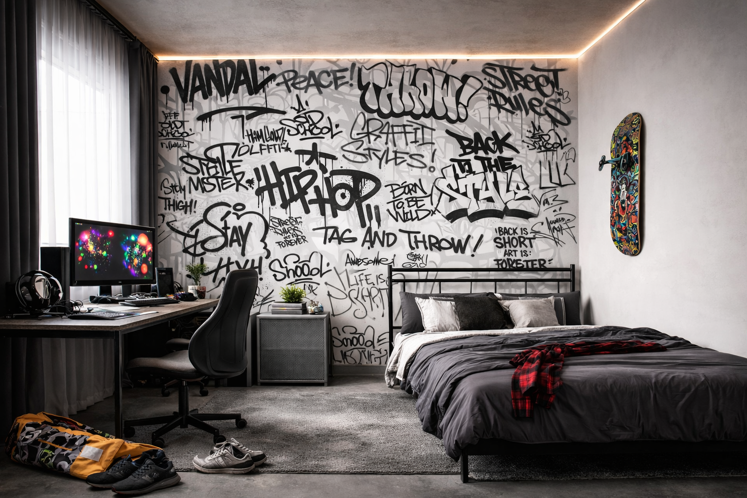 Street Tag Typography Feature Wall Mural Wallpaper