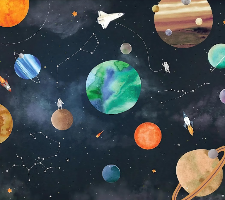 Space Planets Kids Room Wall Mural Solar System