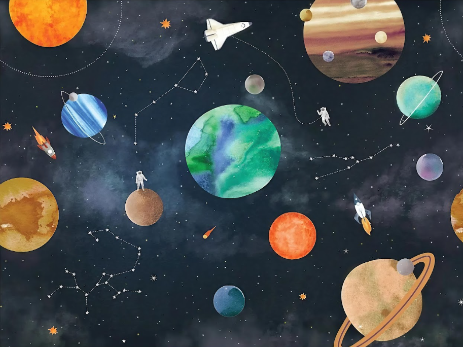 Space Planets Kids Room Wall Mural Solar System