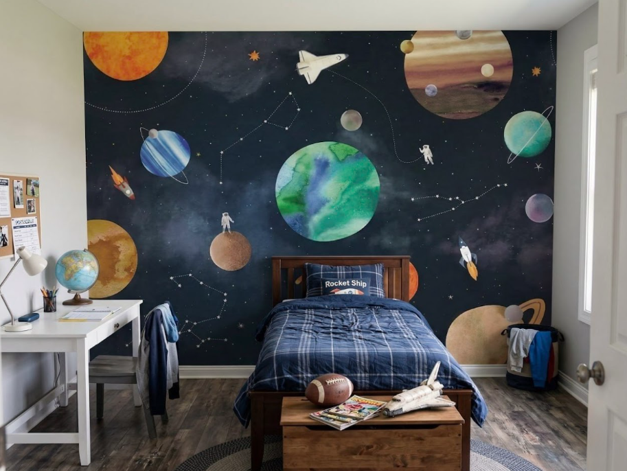 Space Planets Kids Room Wall Mural Solar System